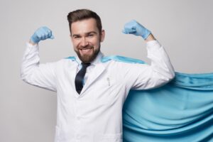 Portrait Nurse Wearing Hero Cape - Contabilidade Digital para todo o Brasil | GG Contabilidade