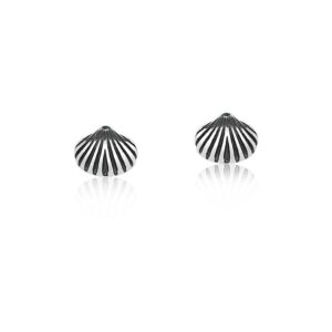 Brinco Prateado Envelhecido Liso Concha 7mm