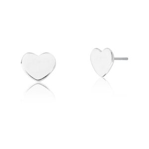 Brinco Prateado Liso Coracao 9x10mm