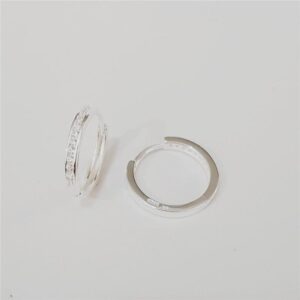 Brinco Prateado Crav. Zirc Branca Argola 19mm