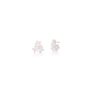Brinco Kids Prateado Crav. Zirc Branca Esmaltado Rosa 3 Borboleta