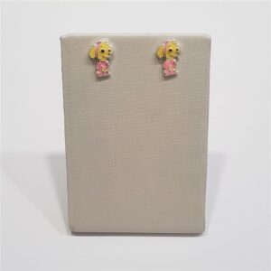 Brinco Prateado Esmaltado Rosa/Amarelo Cachorro