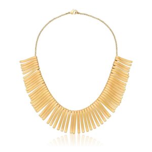 Colar Fol. Dourado  Liso 2 Lados Franja