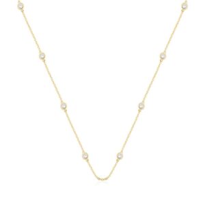 Colar Fol. Dourado Pedra Branca Tff Redondo