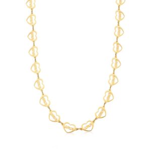 Colar Ban. Dourado Liso Escrita Amor Vazado Coracao 40+5cm