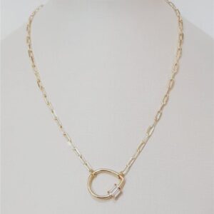 Colar Ban. Dourado Pedra Branca Elo Cartier C/ Fecho Rosca Gota 45cm