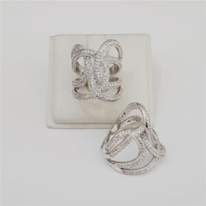 Anel Ban. A Rodio Crav. Zirc Branca 4 Voltas Trancado (Cat)