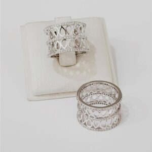 Anel Ban. A Rodio Crav. Zirc Branca 3 Linha Vazado Gota