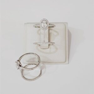 Anel Ban. A Rodio Crav. Zirc Branca Pedra Branca 2 Voltas Oval