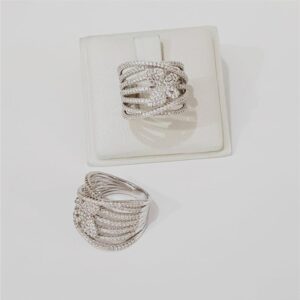 Anel Ban. A Rodio Crav. Zirc Branca 7 Voltas Borboleta