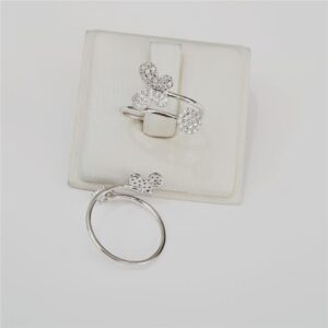 Anel Ban. A Rodio Crav. Zirc Branca 2 Voltas Flor/Borboleta