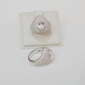 Anel Ban. A Rodio Crav. Zirc Branca Pedra Branca Gota