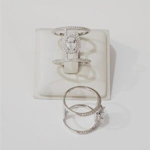 Anel Ban. A Rodio Crav. Zirc Branca Pedra Branca 2 Voltas Oval