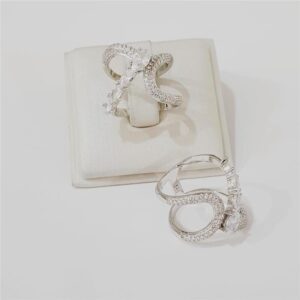 Anel Ban. A Rodio Crav. Zirc Branca Pedra Branca Oval 2 Voltas Curvo