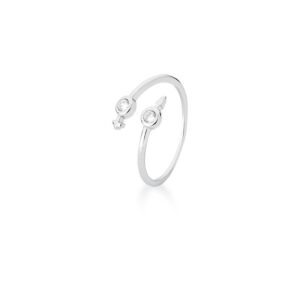 Anel Prateado Liso Bolinha Frente