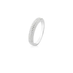 Anel Prata Crav. Zirc Branca 3 Linha 3mm
