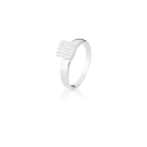 Anel Prata Crav. Zirc Branca Quadrado 6mm