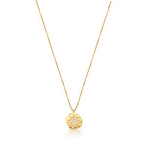 Corrente C/Ping. Fol. Dourado Crav. Zirc Branca Estrela