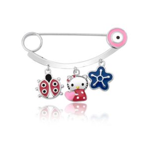 Broche Prateado  Esmaltado Colorido 3 Ping. Alfinete