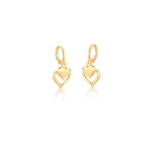 Brinco Ban. Dourado Liso 2 Coracao Vazado Argola 12mm