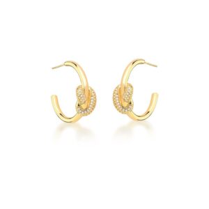 Brinco Ban. Dourado Crav. Zirc Branca Trancado X Meia Argola 28mm