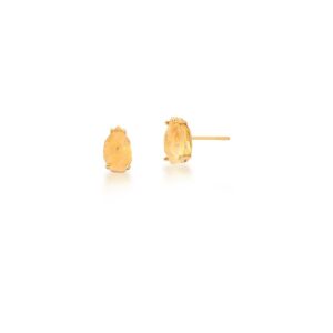 Brinco Ban. Dourado Pedra Rutilo Gota Facetada 13x8mm (Cat)