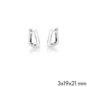 Brinco Ban. A Rodio Liso Retangular Argola 3x19x21mm