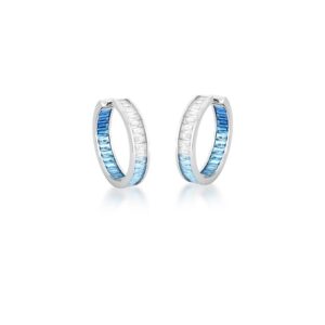 Brinco Ban. A Rodio Pedra Branca/Azul/Safira Degrade Frente/Interna Argola 26mm