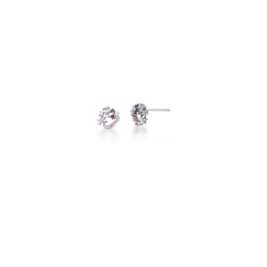 Brinco Prateado C/ Ban. De Rodio Pedra Multicolor Gota/Flor 7mm