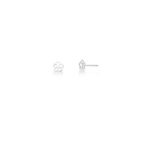 Brinco Prateado Liso Vazado Flor 7mm
