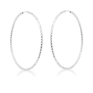 Brinco Prateado Liso Trancado Argola 60mm