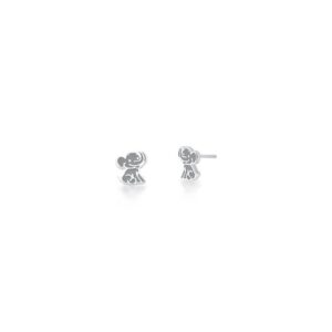 Brinco Prateado Liso Esmaltado Marrom Elefante 9mm