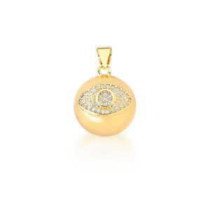 Pingente Ban. Dourado Crav. Zirc Branca Bola/Estrela/Olho Grego