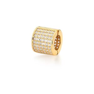 Pingente Ban. Dourado Crav. Zirc Branca 6 Linha
