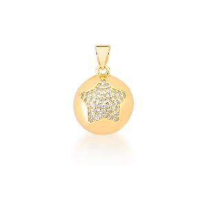 Pingente Ban. Dourado Crav. Zirc Branca Bola/Estrela