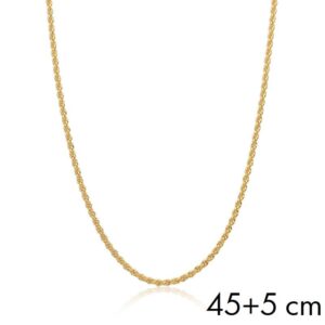 Corrente Cordao Baiano 2mm 45+5cm Ban. Dourado Liso