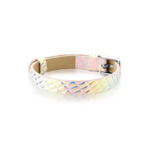 Pulseira Esteira Aco Liso Trabalhado Branco Furta Cor (Cat)