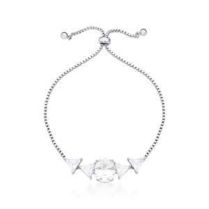 Pulseira Shambala Ban. A Rodio Pedra Branca Triangular/Oval