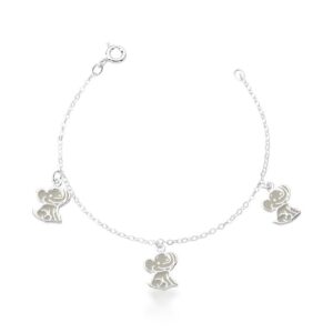 Pulseira Kids Prateado Liso Esmaltado Cinza 3 Elefante