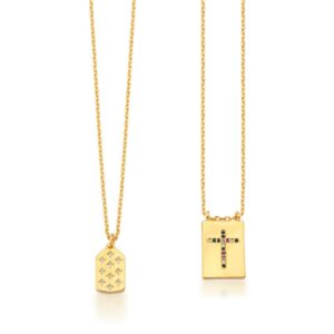Escapulario Ban. Dourado Crav. Zirc Multicolor Pedra Branca Imagem Estrela/Cruz 60cm