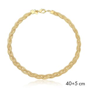Colar Ban. Dourado Liso Trancado 8mm 40+5cm