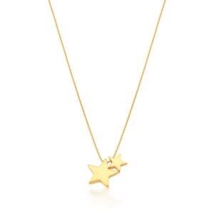 Corrente C/ Ping. Ban. Dourado Liso 2 Estrela 45+5cm