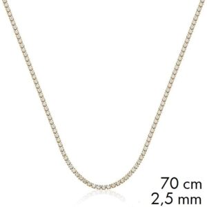 Colar Ban. Dourado Pedra Branca Riviera Redondo 2,5mm 70cm