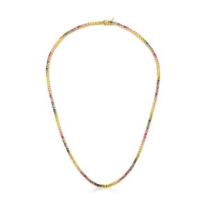 Colar Ban. Dourado Pedra Multicolor Riviera 2 Em 2 Redondo 2mm 40cm