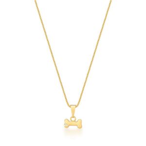 Corrente C/ Ping. Ban. Dourado Pedra Branca Osso De Cachorro 45+5cm