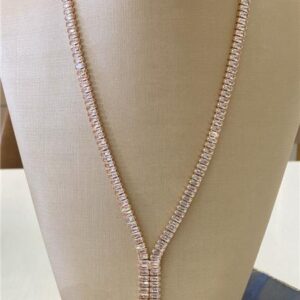 Colar Ban. Dourado Gravata 163 Zirc Navete 10x3mm