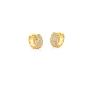 Brinco Ban. Dourado Crav. Zirc Branca 7 Colunas Frente Argola 17x16x8mm